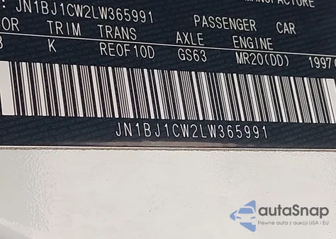 2020 Nissan Rogue Sport Sl Awd Xtronic Cvt z USA, uszkodzony, nr VIN JN1BJ1CW2LW365991